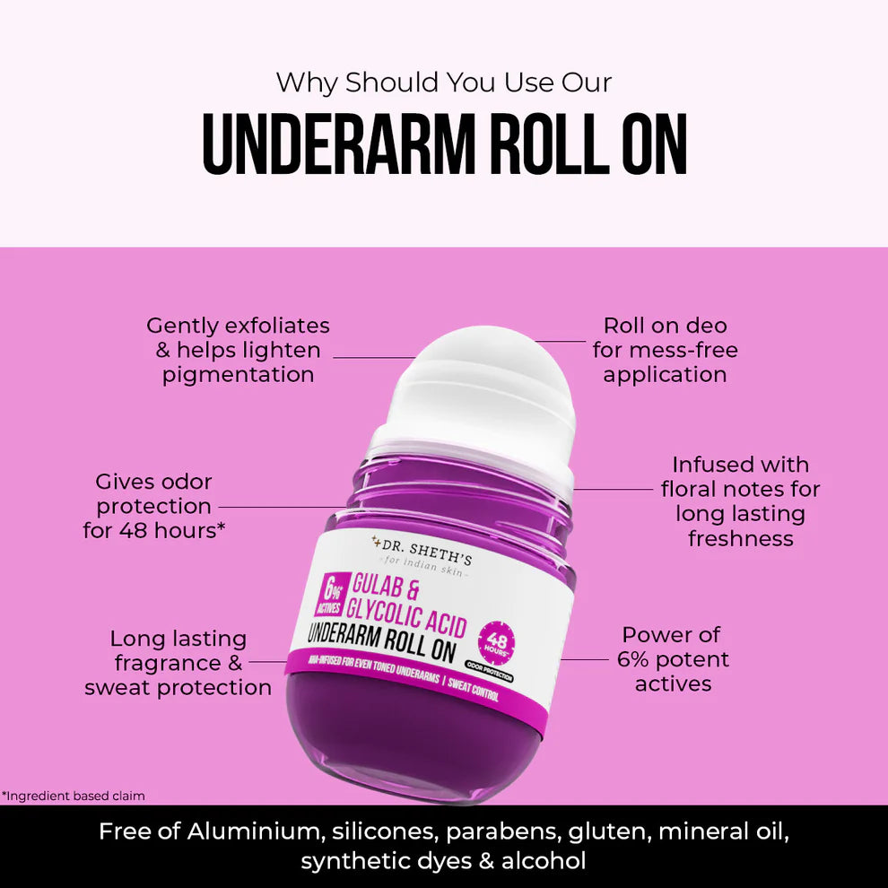 GULAB & GLYCOLIC ACID UNDERARM ROLL ON 50ML