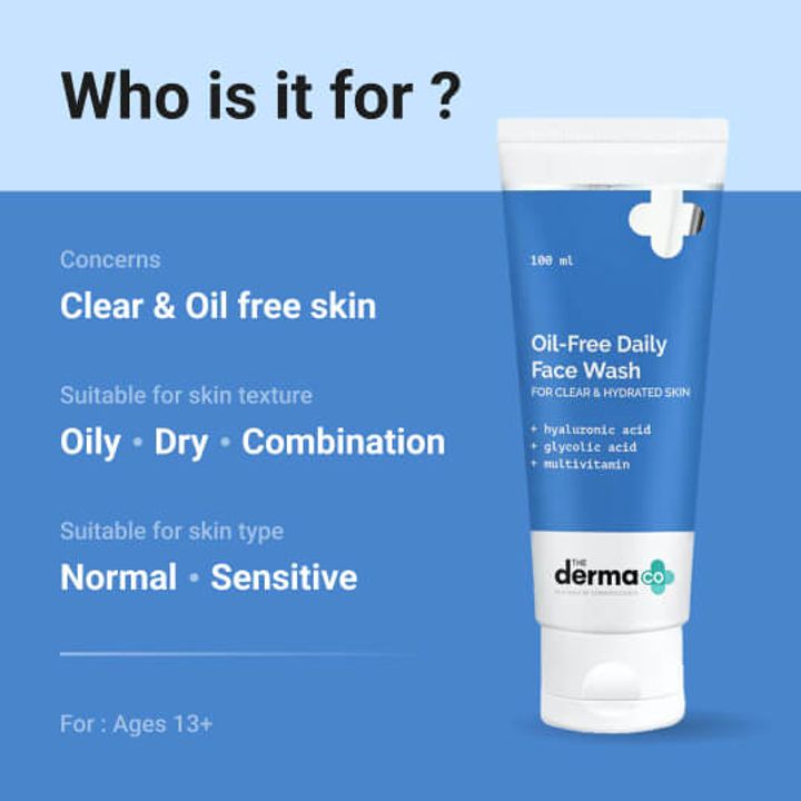 OIL-FREE DAILY FACE WASH WITH HYALURONIC ACID, GLYCOLIC ACID & MULTIVITAMINS FOR CLEAR & HYDRATED SKIN - 100ML