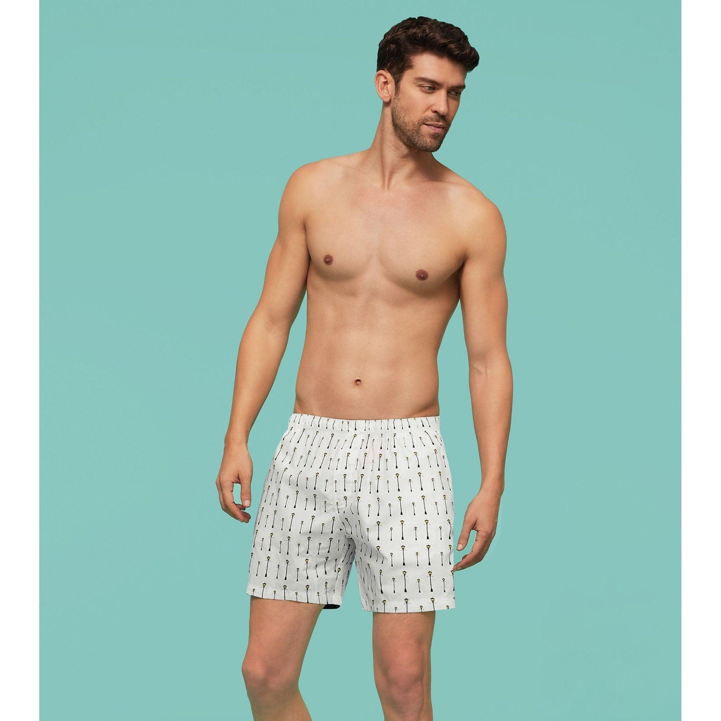 PACK OF 2 SUPER COMBED COTTON BOXER SHORTS: ALMOND / STREET LAMP