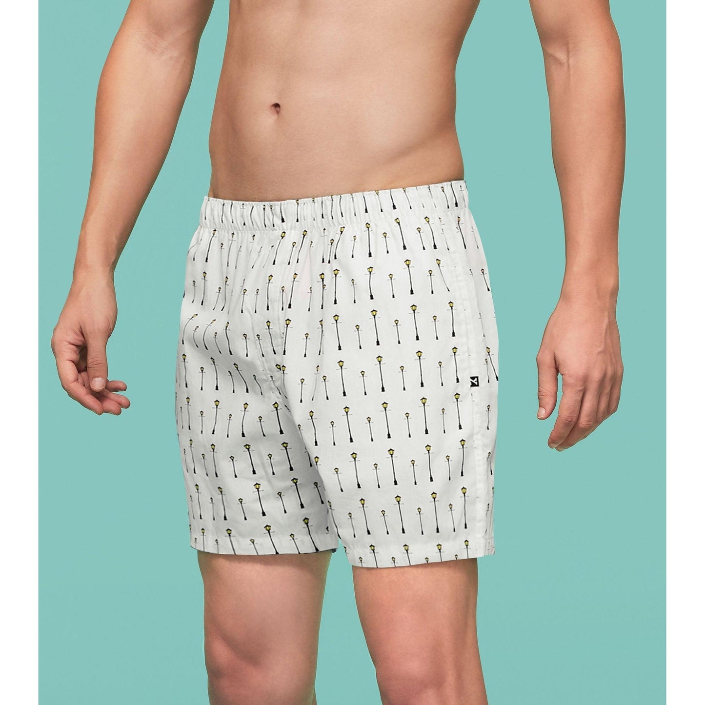 PACK OF 2 SUPER COMBED COTTON BOXER SHORTS: ALMOND / STREET LAMP