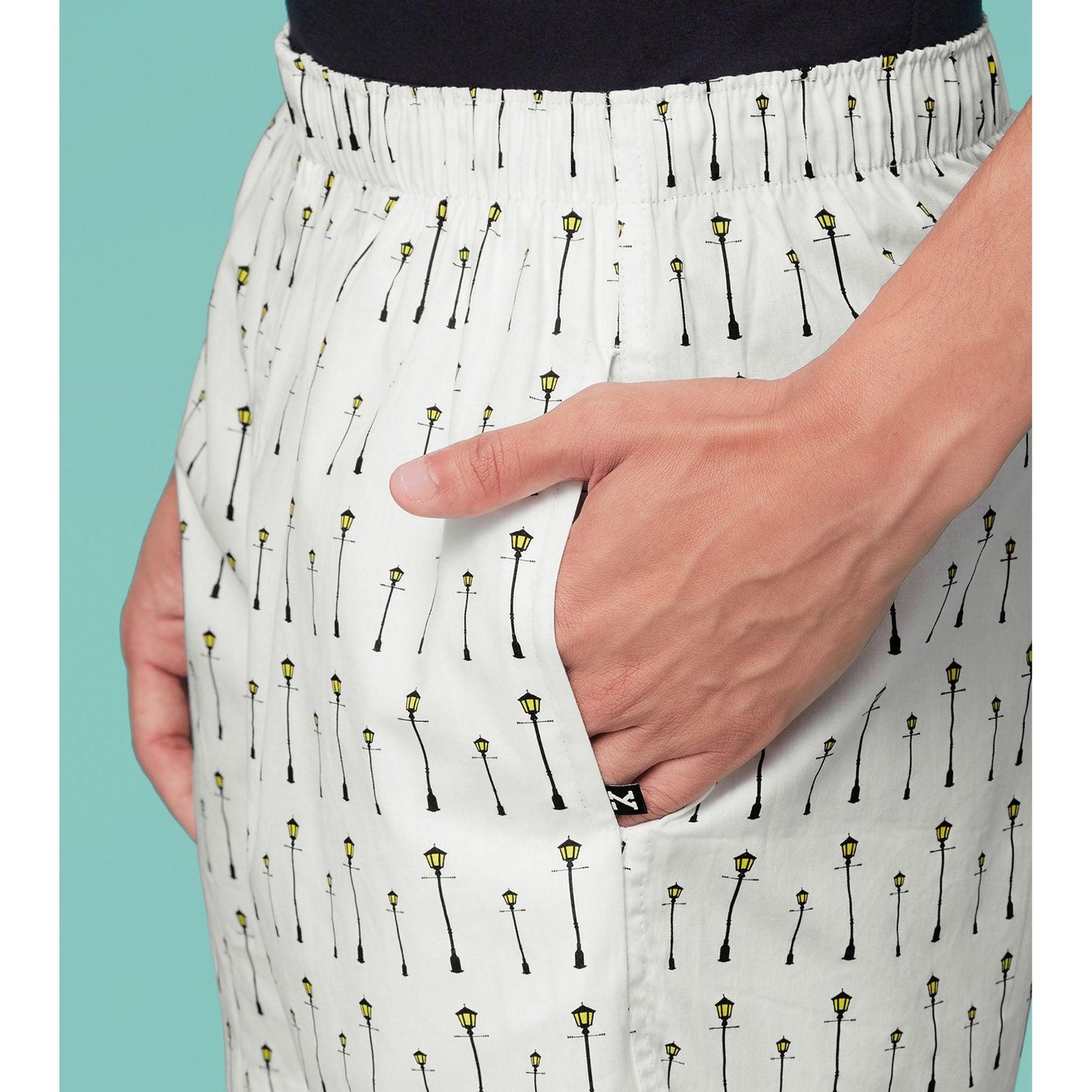PACK OF 2 SUPER COMBED COTTON BOXER SHORTS: ALMOND / STREET LAMP