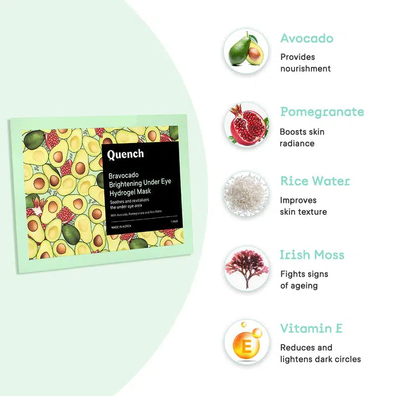 QUENCH BRAVOCADO BRIGHTENING UNDER EYE HYDROGEL MASK 4GM