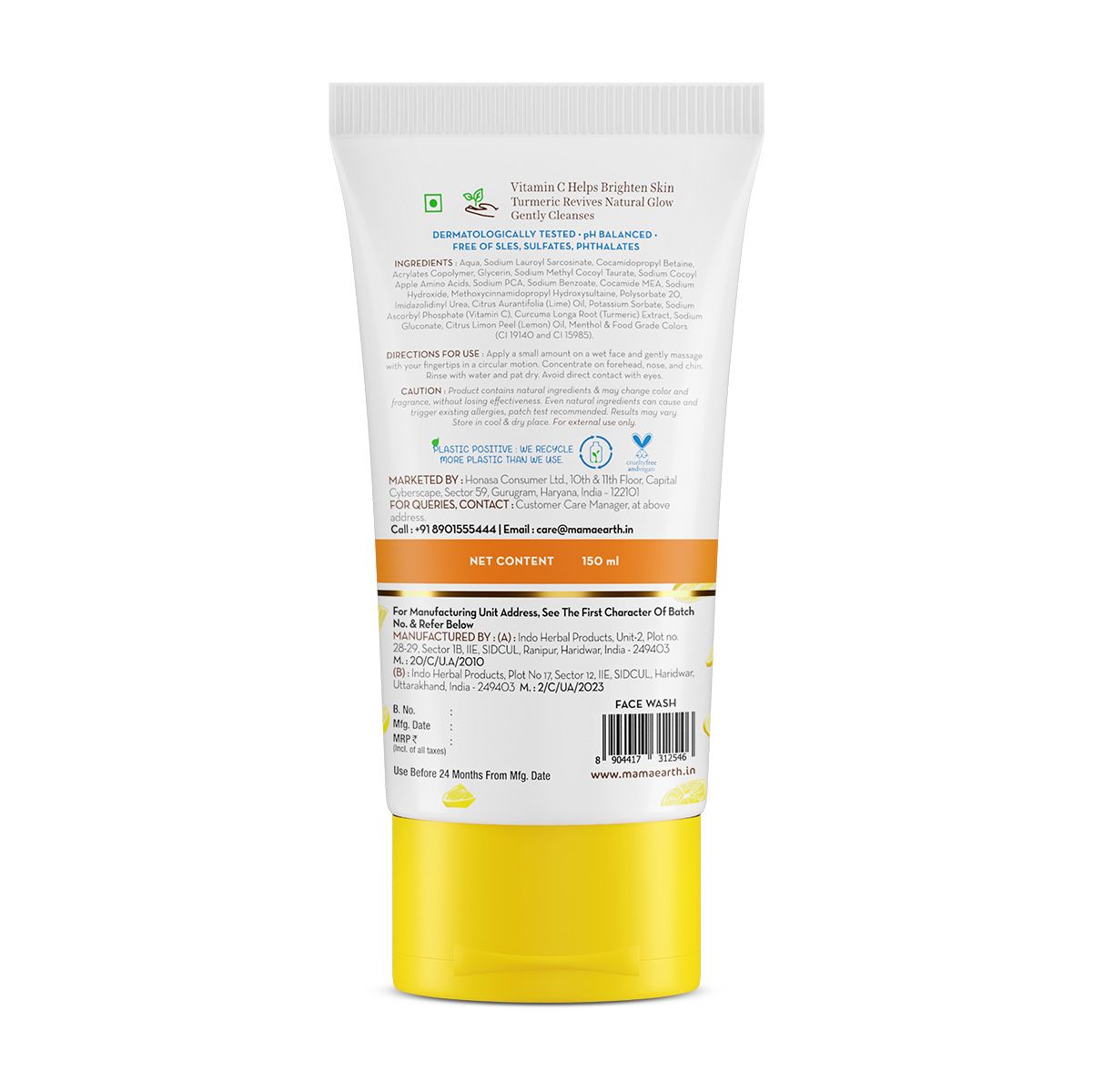 VITAMIN C FACE WASH WITH VITAMIN C AND TURMERIC 150ML