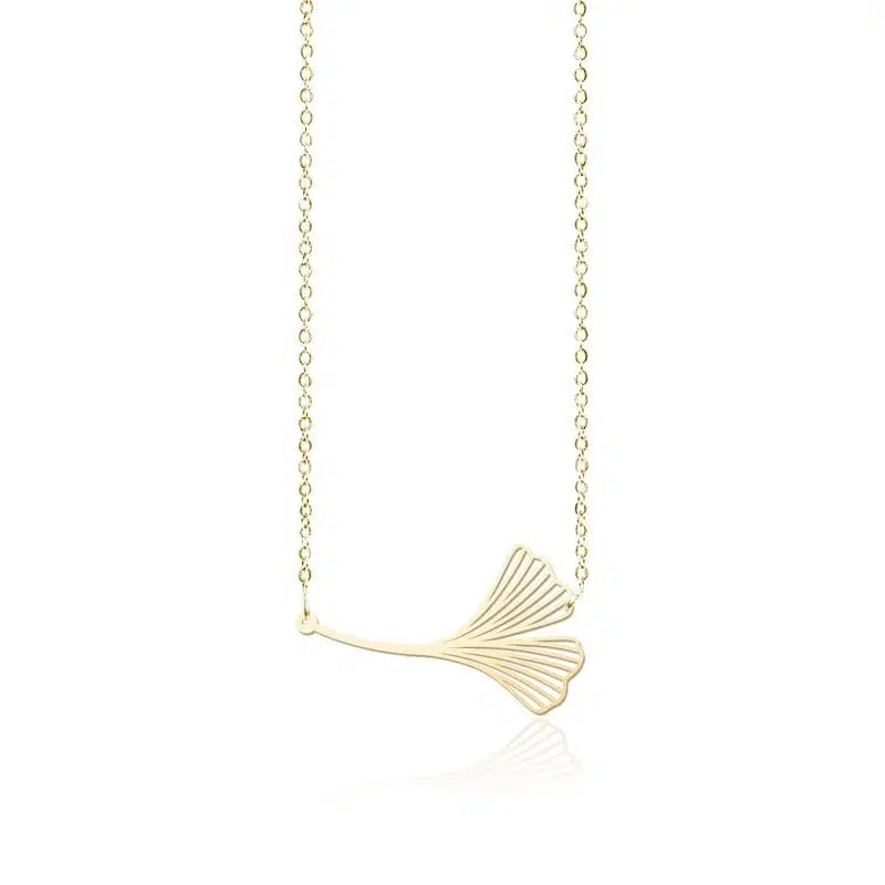 FLYING GINKGO PENDANT SMALL GOLD WITH CHAIN