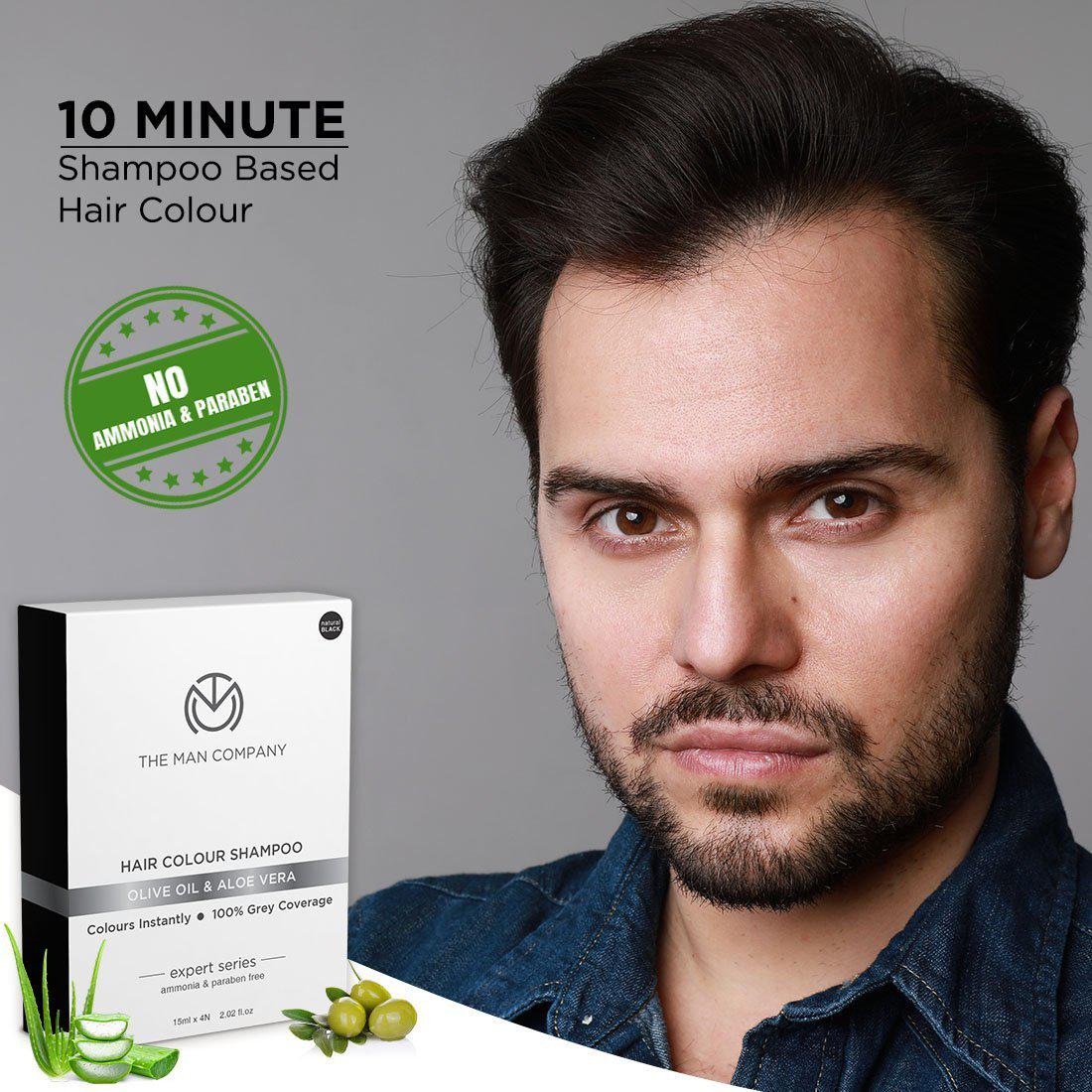 HAIR COLOUR SHAMPOO- BLACK | OLIVE OIL & ALOE VERA (15ML x 4)