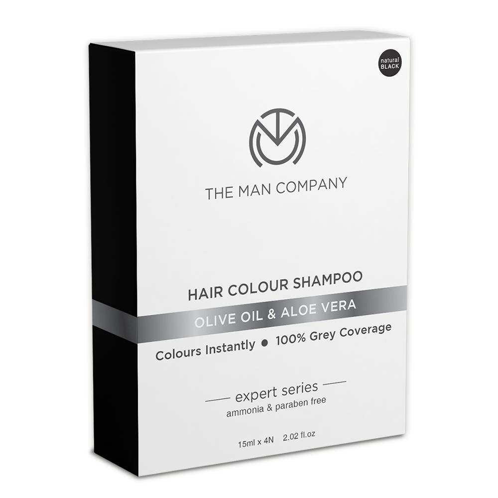HAIR COLOUR SHAMPOO- BLACK | OLIVE OIL & ALOE VERA (15ML x 4)