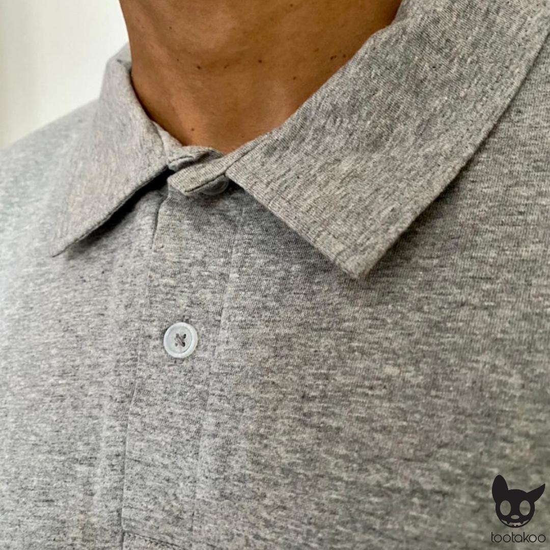HOOMAN ESSENTIALS (HE) COTTON POLO SHIRT GREY MELANGE