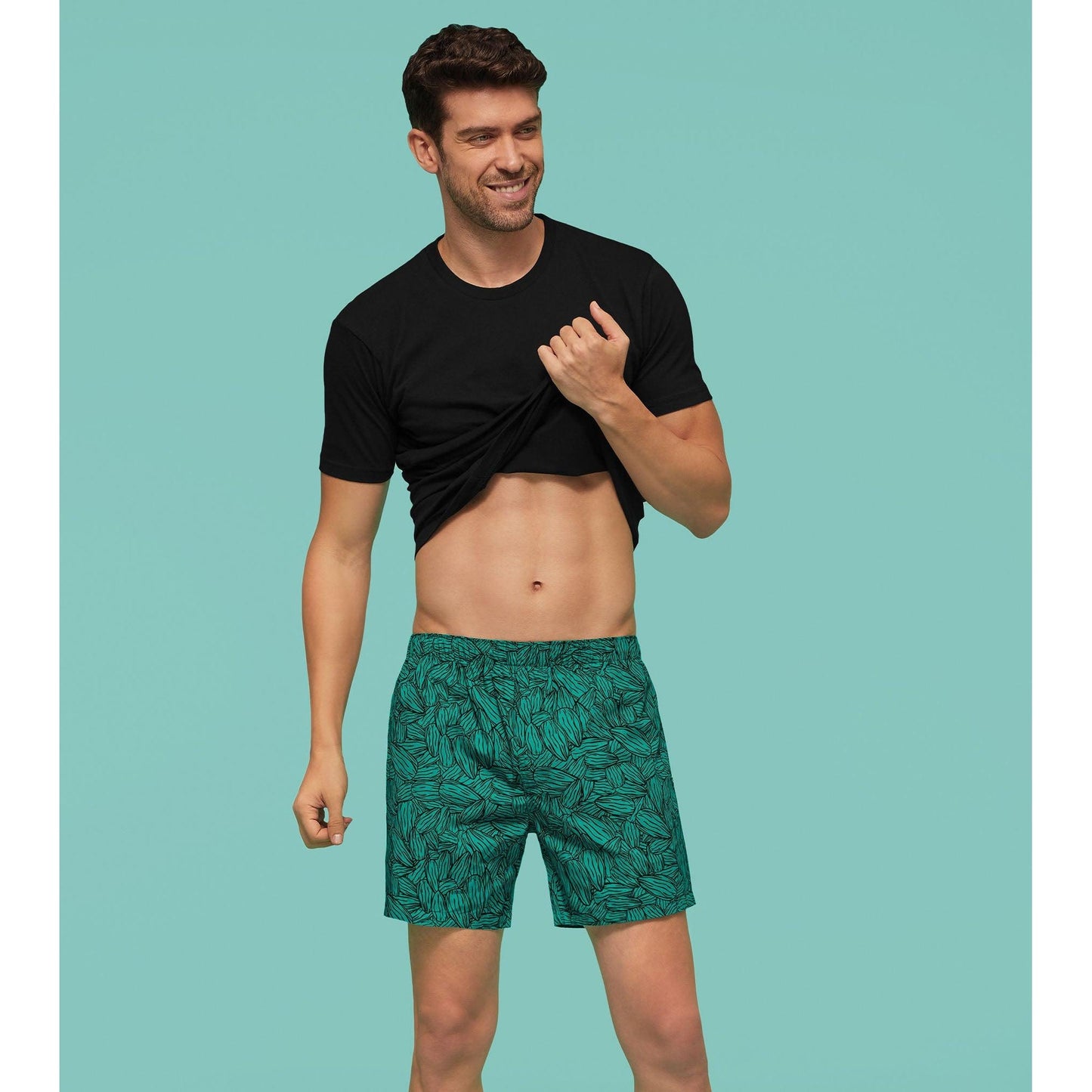 PACK OF 2 SUPER COMBED COTTON BOXER SHORTS: ALMOND / STREET LAMP