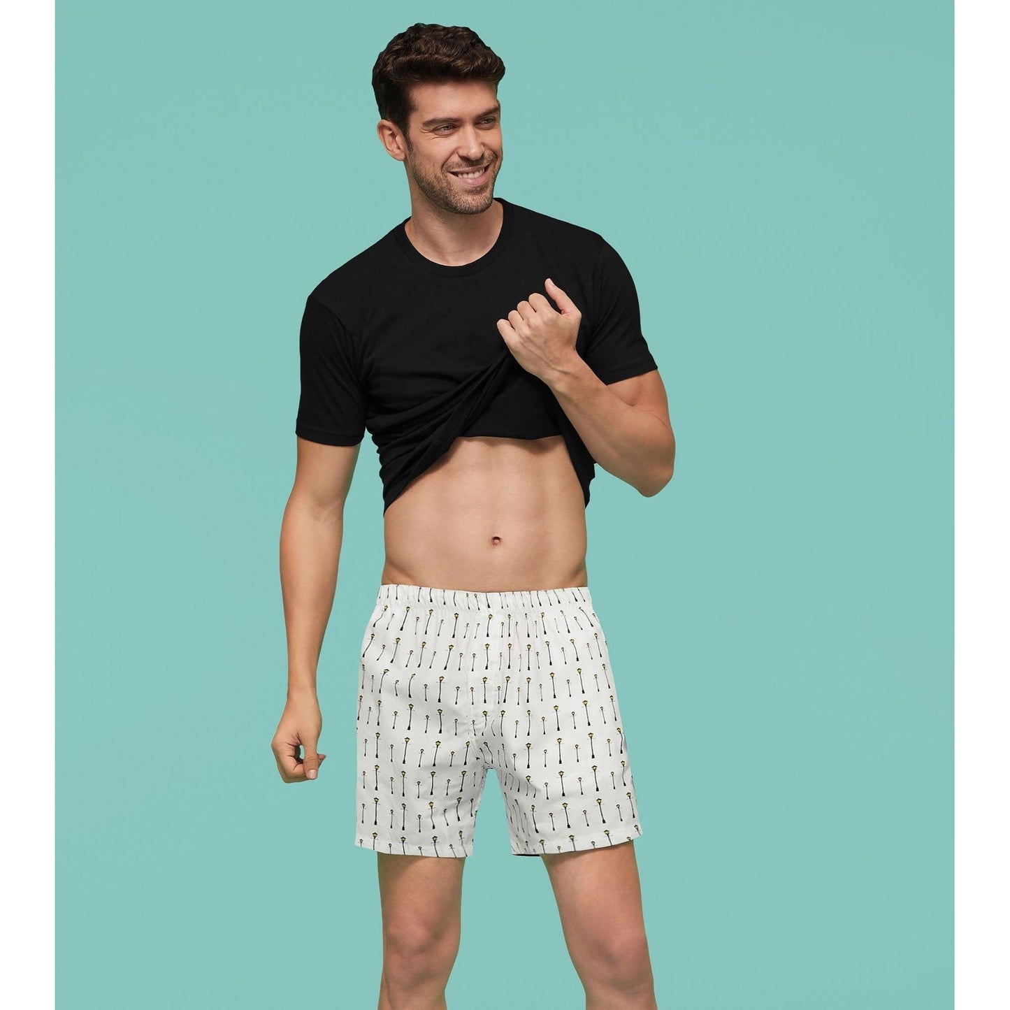 PACK OF 2 SUPER COMBED COTTON BOXER SHORTS: ALMOND / STREET LAMP