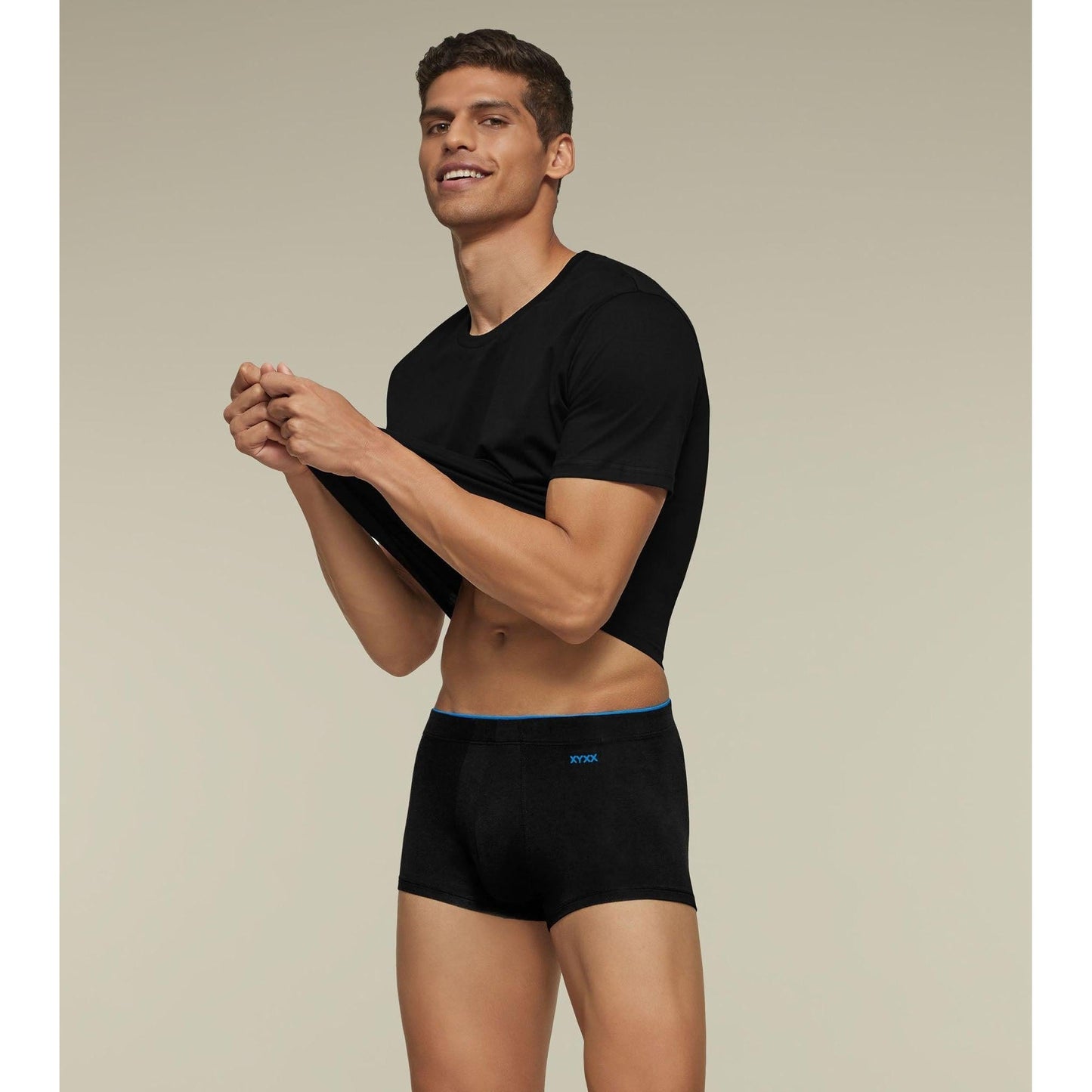 PACK OF 2 TENCEL™ TRUNKS- : UNO COLLECTION GRAPHITE GREY / BLACK KNIGHT