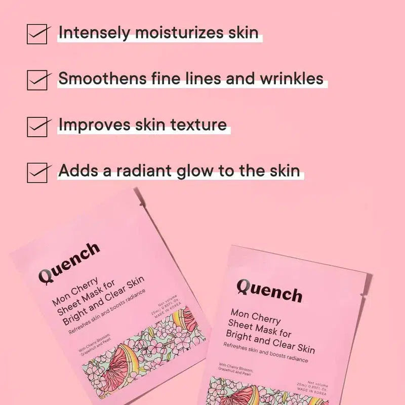 QUENCH MON CHERRY SHEET MASK FOR BRIGHT AND CLEAR SKIN