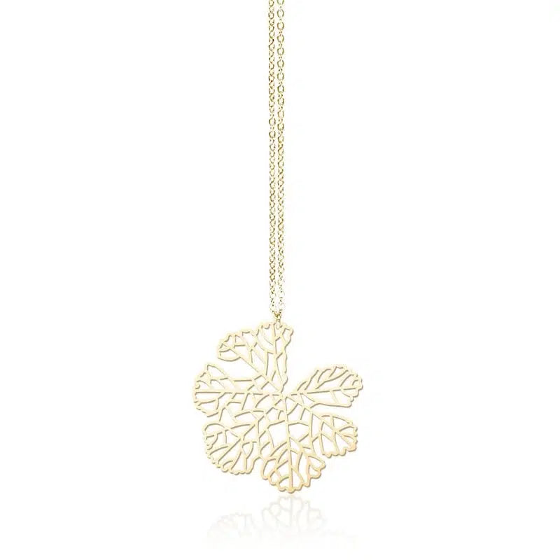 SKELETON LEAF PENDANT SMALL GOLD WITH CHAIN