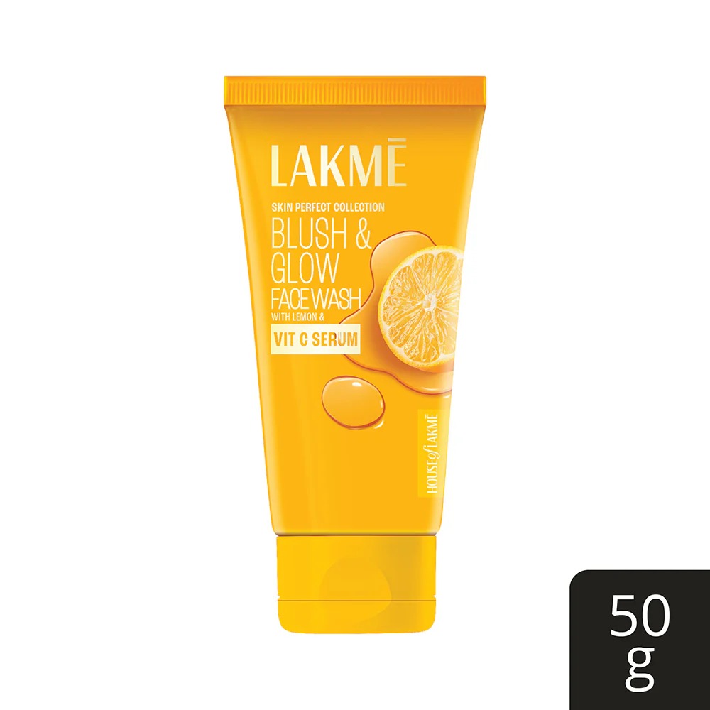 LAKME BLUSH & GLOW BRIGHTENING LEMON FACEWASH, WITH VITAMIN C SERUM 100G