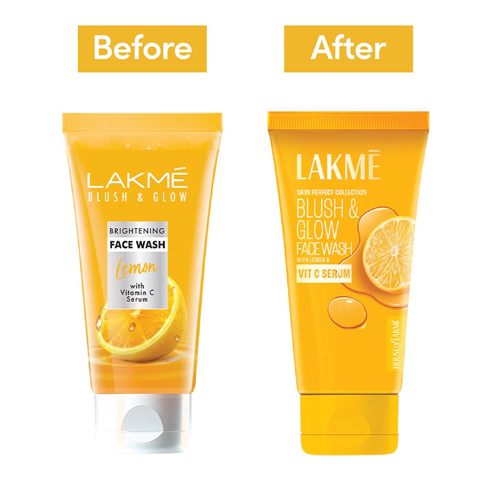 LAKME BLUSH & GLOW BRIGHTENING LEMON FACEWASH, WITH VITAMIN C SERUM 100G