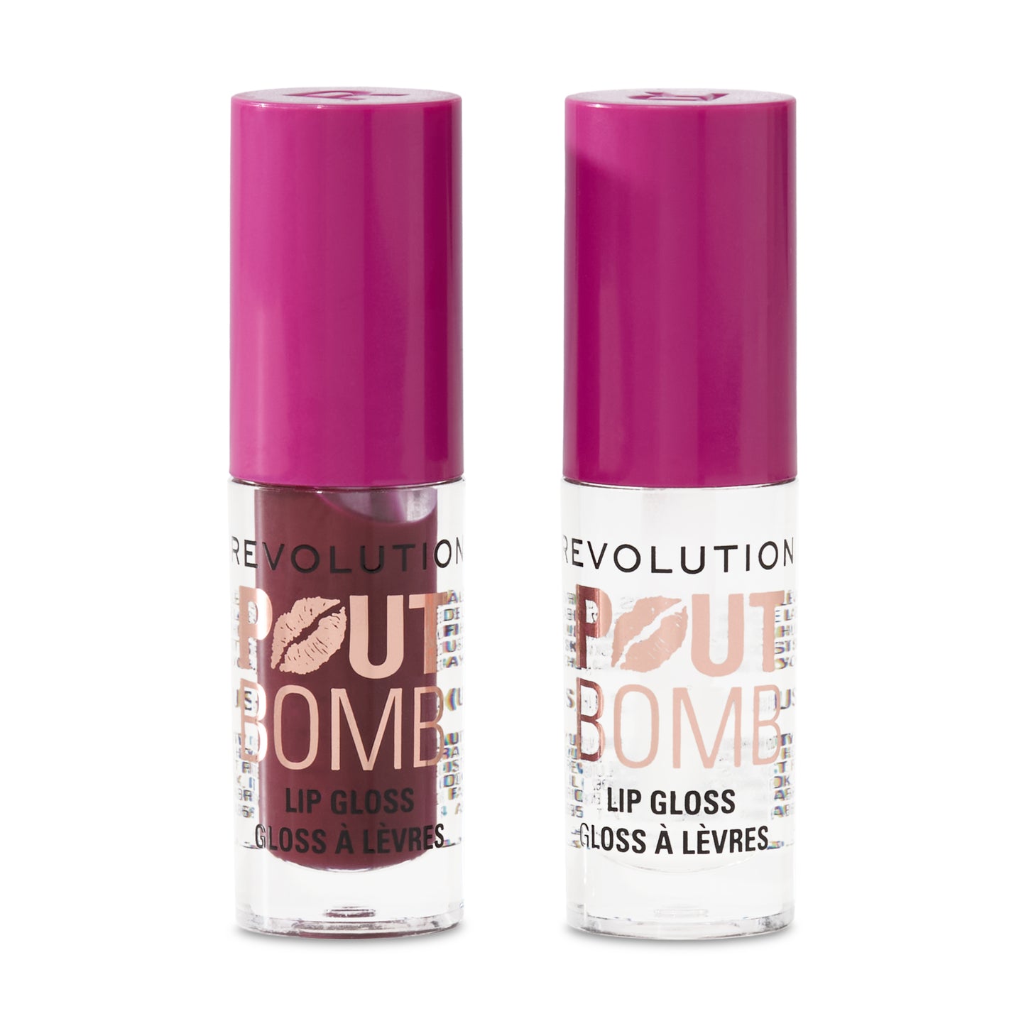 REVOLUTION BERRY/CLEAR POUT BOMB PLUMPING MINI LIP GLOSS SET