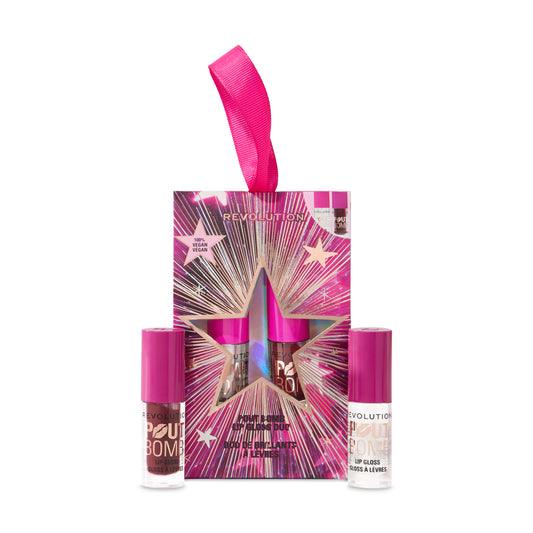 REVOLUTION BERRY/CLEAR POUT BOMB PLUMPING MINI LIP GLOSS SET