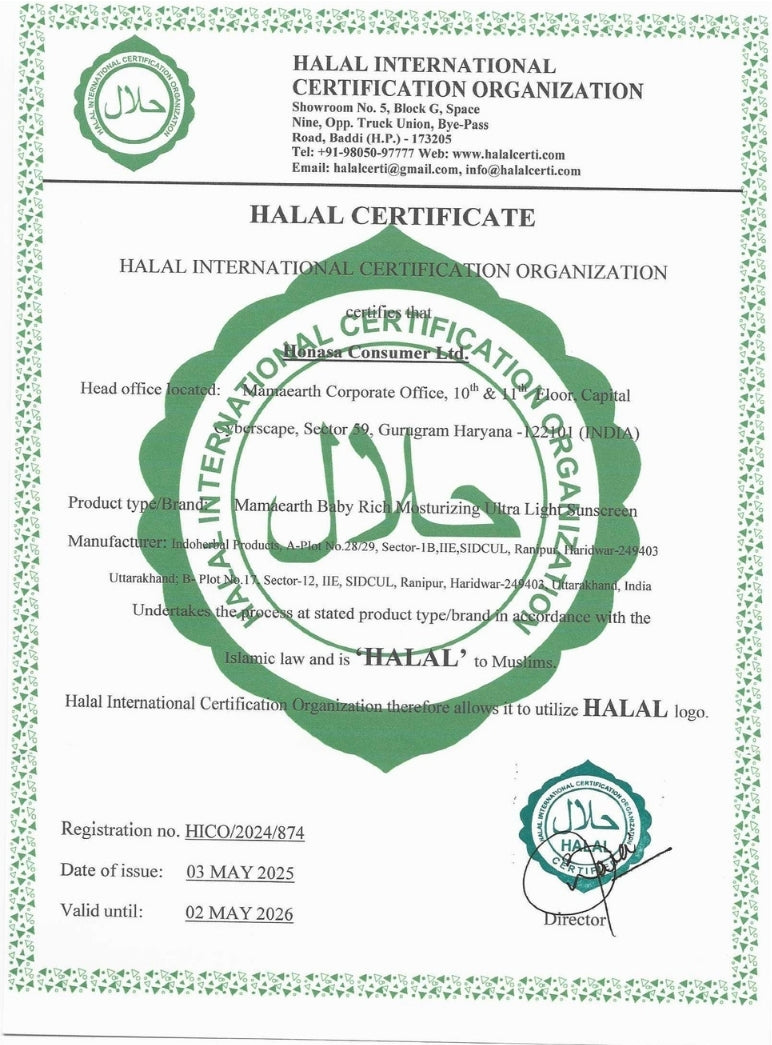 MAMAEARTH BABY RICH MOISTURIZING ULTRA LIGHT SUNSCREEN - 50G