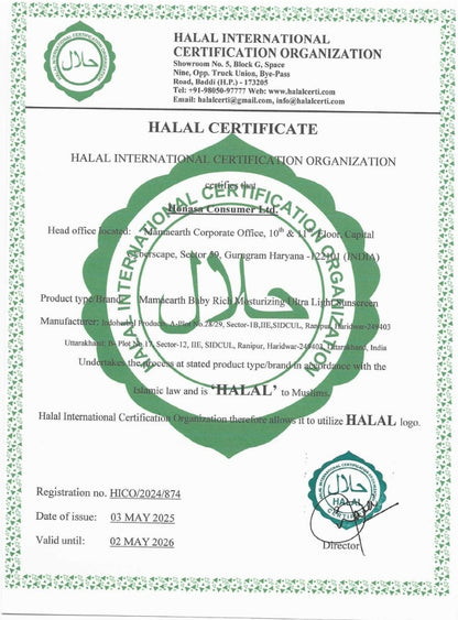 MAMAEARTH BABY RICH MOISTURIZING ULTRA LIGHT SUNSCREEN - 50G