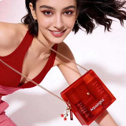 Aqualogica Cherry Blossom Bloom (Hot Girl Essentials) | With Sling Bag & Charms | Perfume Body Wash | Perfume Body Mist | Hydra Gel Moisturizer | Fragrance | Gift Set | Gifting For  Special Occasions | Premium Gift Pack