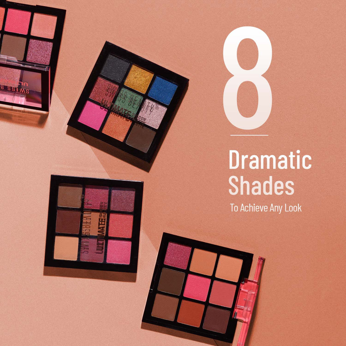 Swiss Beauty Ultimate Eyeshadow Palette — product detail: shade range