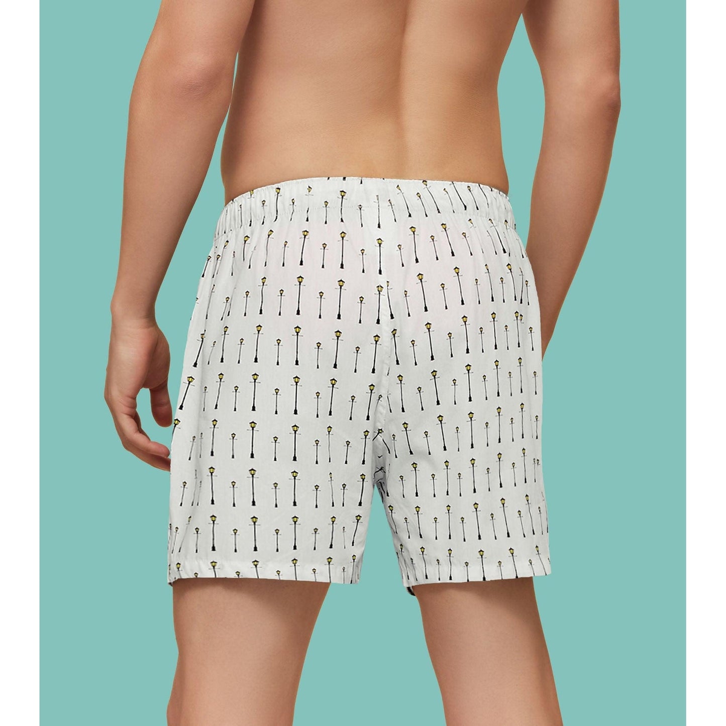 PACK OF 2 SUPER COMBED COTTON BOXER SHORTS: ALMOND / STREET LAMP