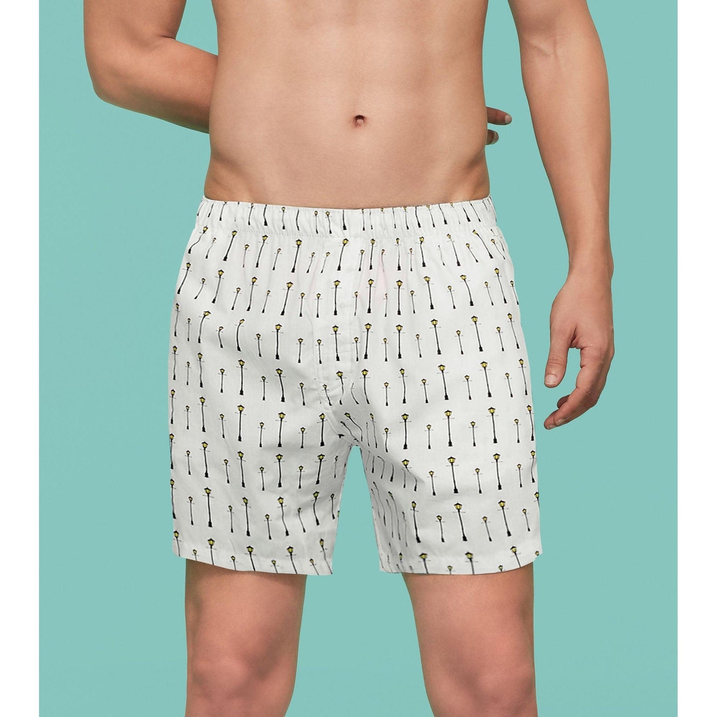 PACK OF 2 SUPER COMBED COTTON BOXER SHORTS: ALMOND / STREET LAMP