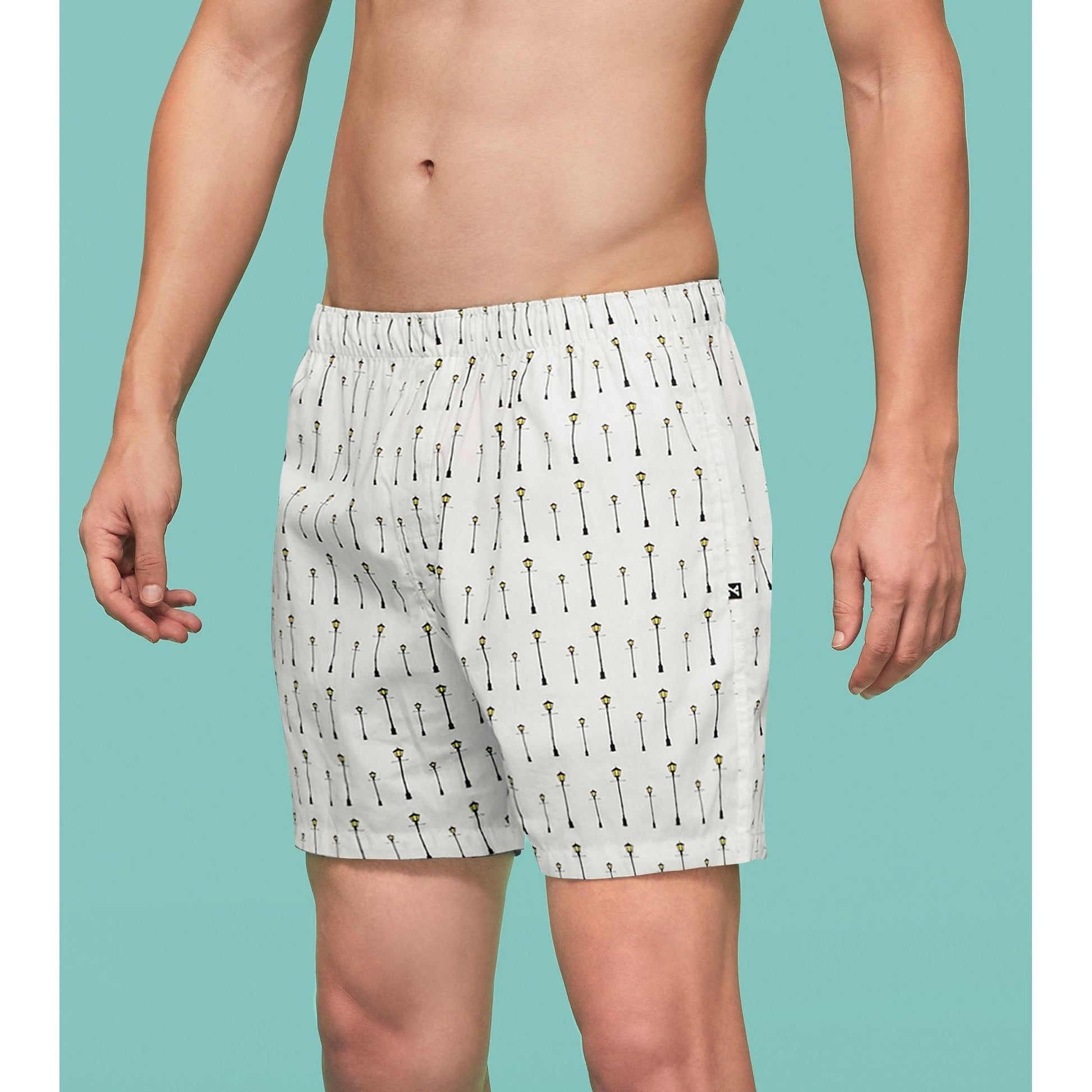 PACK OF 2 SUPER COMBED COTTON BOXER SHORTS: ALMOND / STREET LAMP