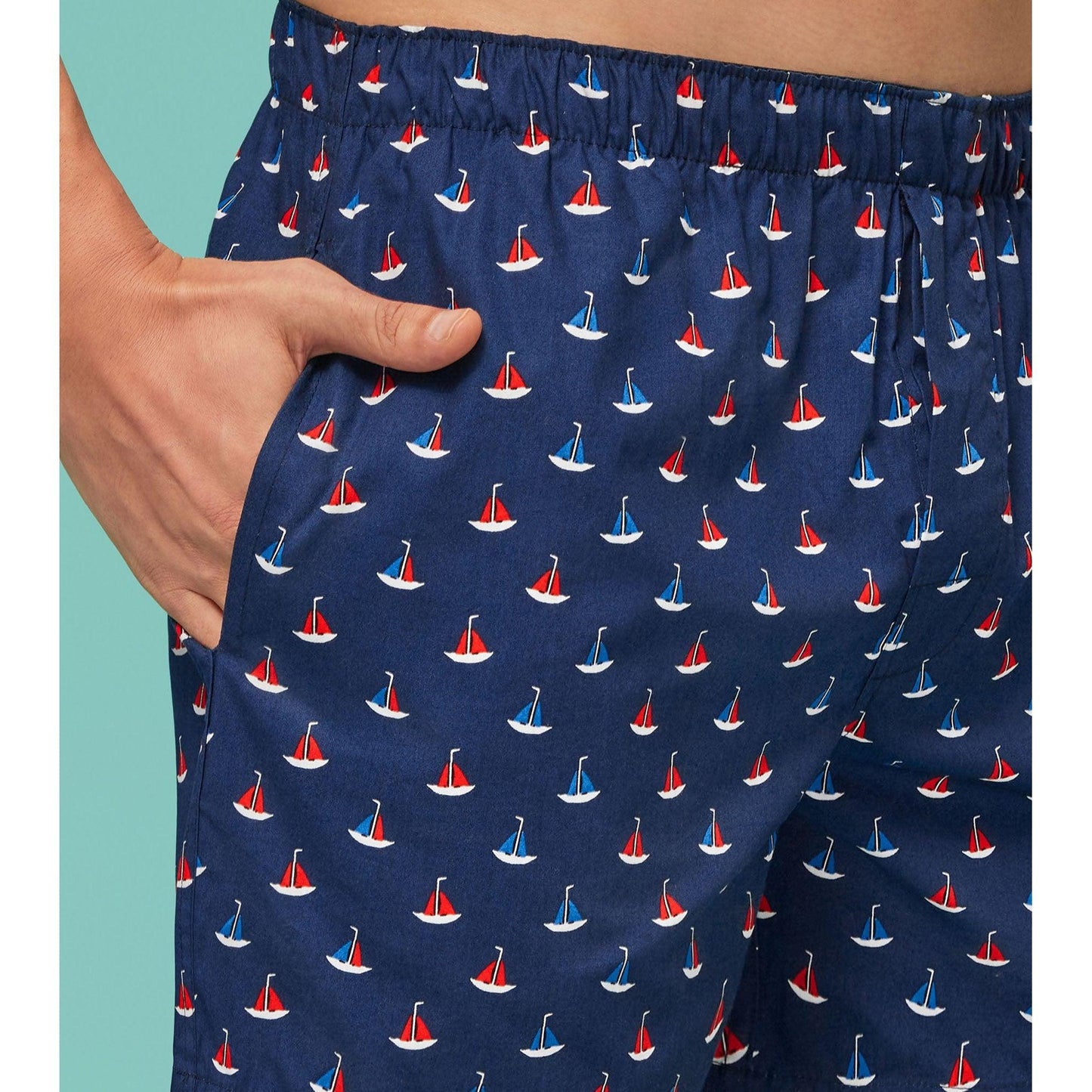 PACK OF 2 SUPER COMBED COTTON BOXER SHORTS: NAUTICAL STRIPE / SHELL BOAT