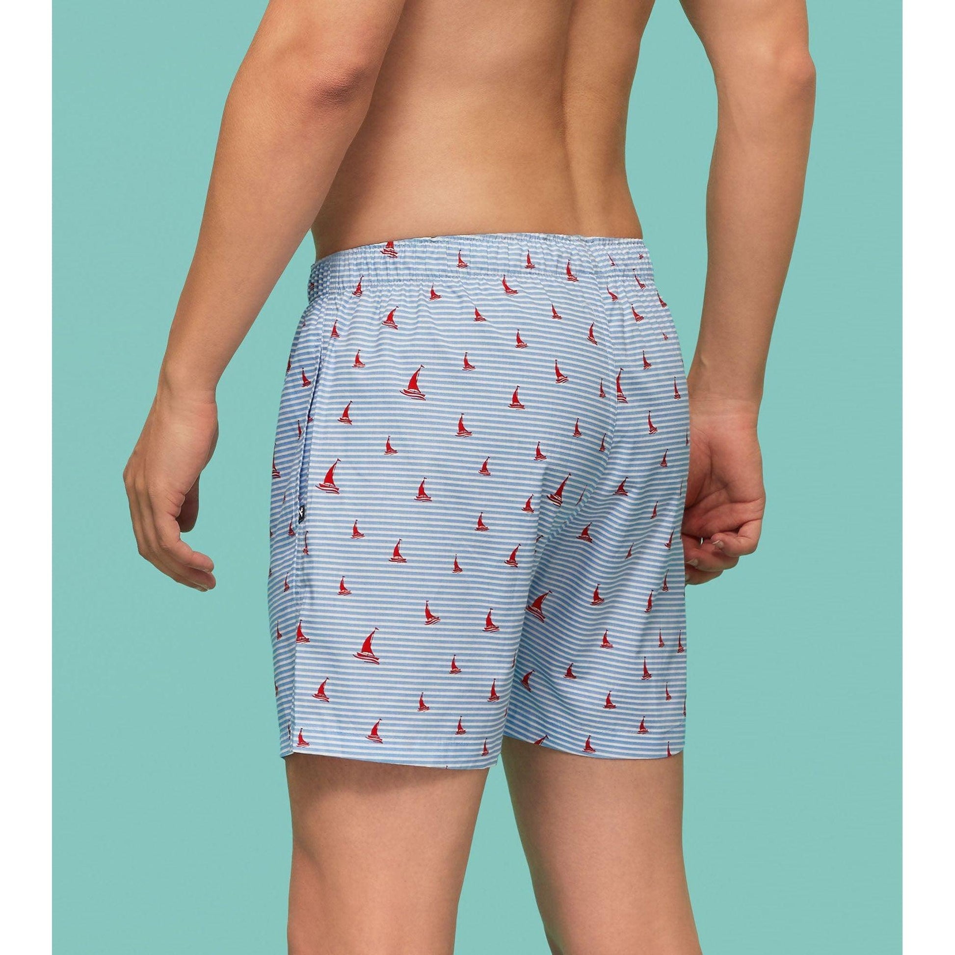 PACK OF 2 SUPER COMBED COTTON BOXER SHORTS: NAUTICAL STRIPE / THUNDER BOLT
