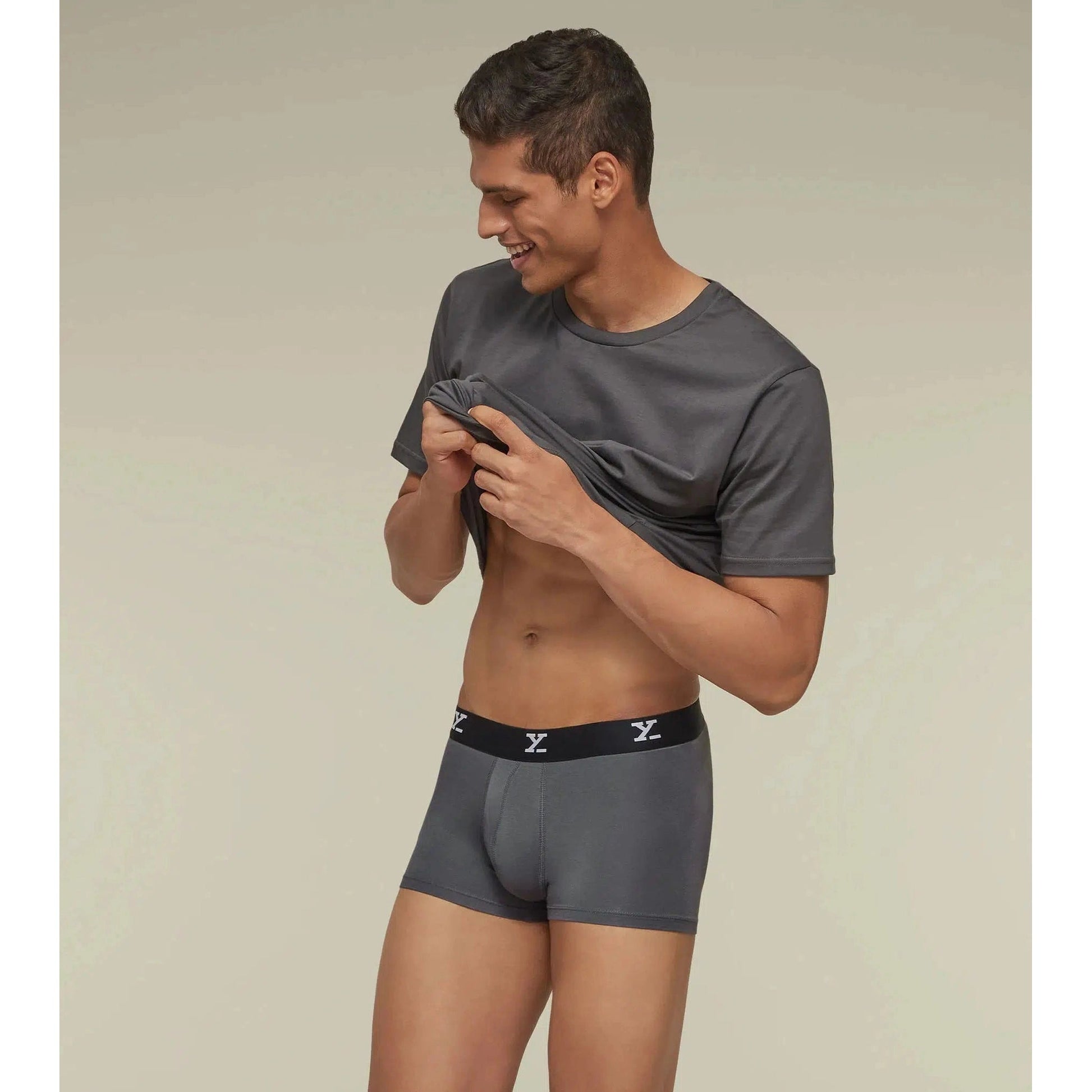 PACK OF 2 TENCEL™ TRUNKS- : ACE CHARCOAL GREY /TWILIGHT BLUE