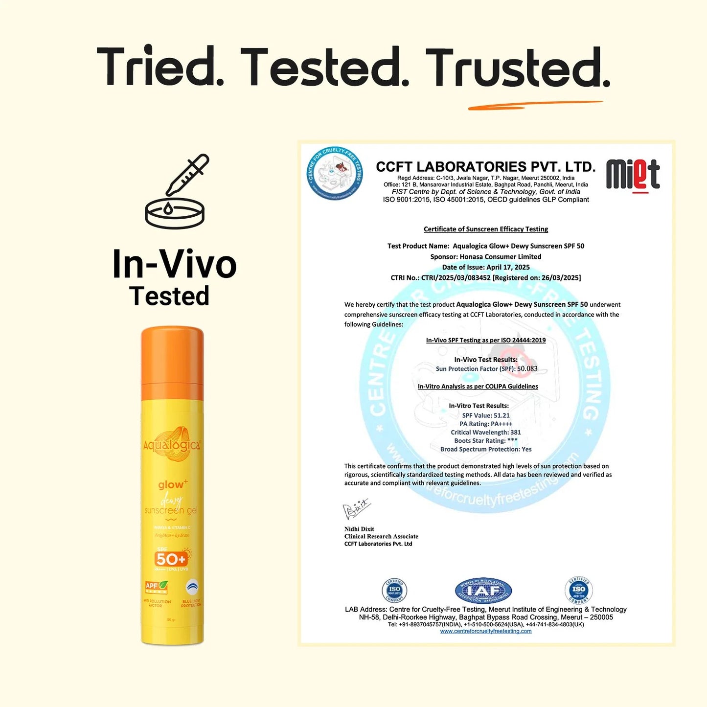 GLOW+ DEWY SUNSCREEN GEL IN-VIVO TESTED SPF 50+ PA++++ WITH PAPAYA & VITAMIN C - 50G