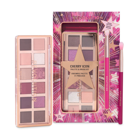 REVOLUTION CHERRY ICON EYE SHADOW PALETTE AND BRUSH SET