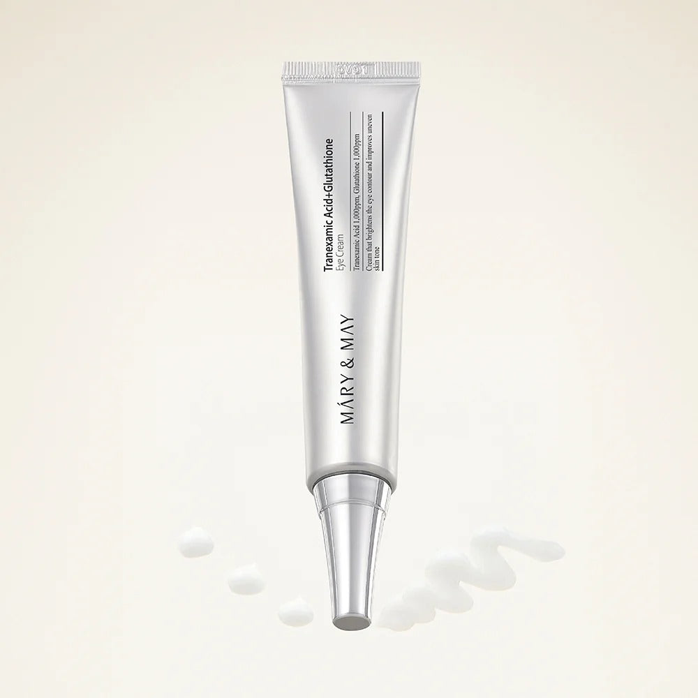 tranexamic acid glutathion eye cream + Blends with vitamin C to improve the appearance of freckles and helps with collagen formation Mary and May Eye Cream