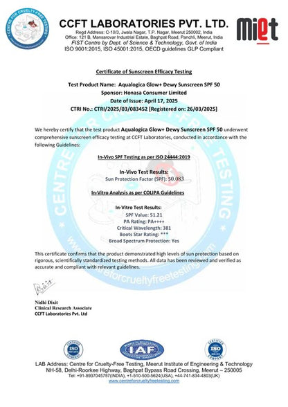 GLOW+ DEWY SUNSCREEN GEL IN-VIVO TESTED SPF 50+ PA++++ WITH PAPAYA & VITAMIN C - 50G