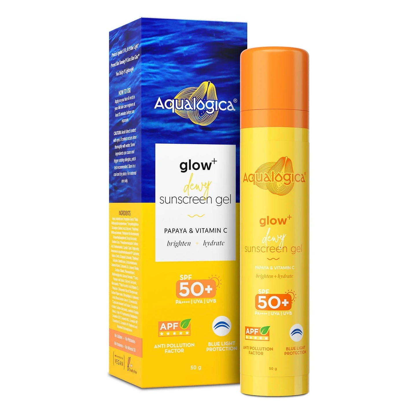 GLOW+ DEWY SUNSCREEN GEL IN-VIVO TESTED SPF 50+ PA++++ WITH PAPAYA & VITAMIN C - 50G