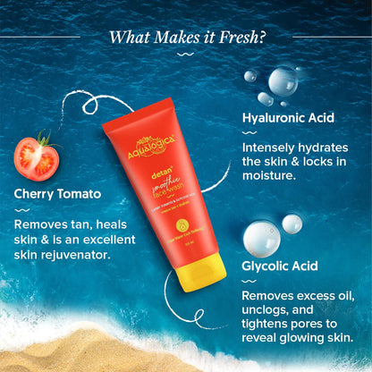 DETAN+ SMOOTHIE FACE WASH WITH CHERRY TOMATO & GLYCOLIC ACID FOR TAN REMOVAL - 100ML