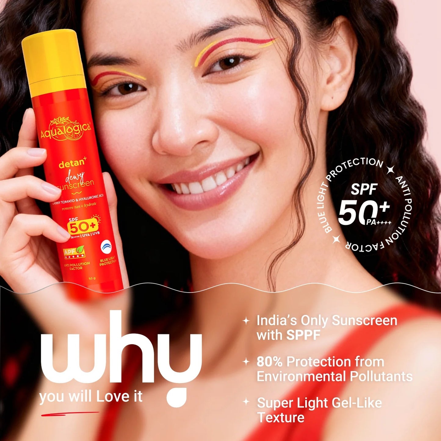 DETAN+ DEWY SUNSCREEN IN-VIVO TESTED SPF 50+ PA++++ WITH CHERRY TOMATO & HA - 50 G