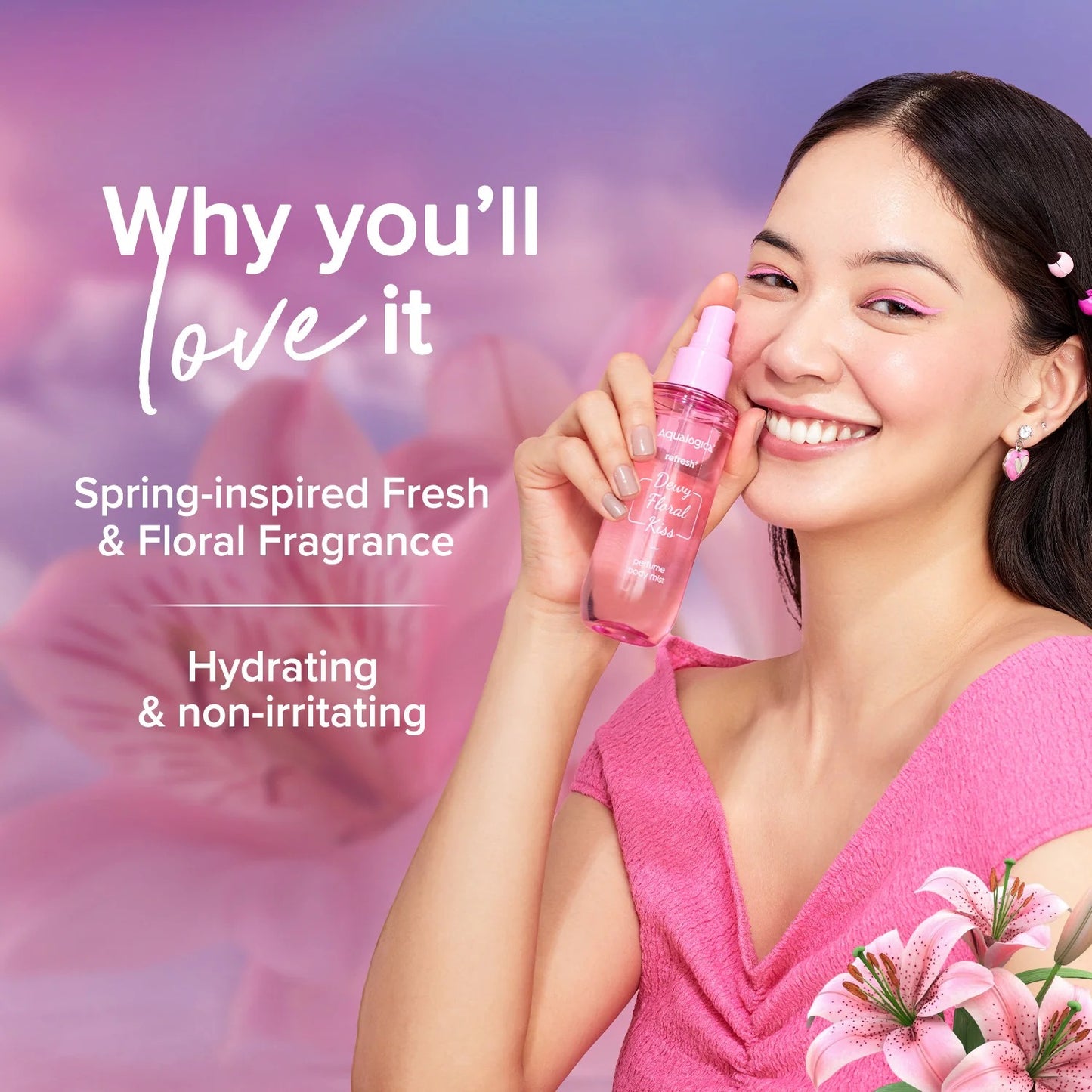 REFRESH+ DEWY FLORAL KISS PERFUME BODY MIST WITH ZEMEA & HYALURONIC ACID- 150 ML