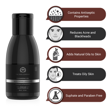 CHARCOAL CLEANSING GEL | BLACK-PEPPER & BERGAMOT 100ML