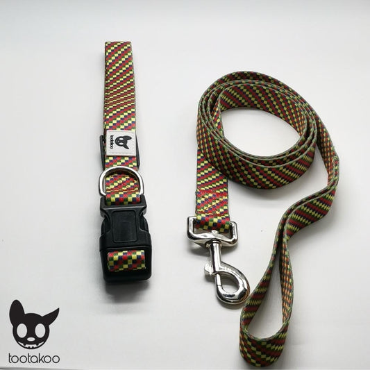 DOG COLLAR & LEASH SET Checkered