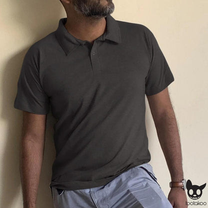 HOOMAN ESSENTIALS (HE) COTTON POLO SHIRT ANTHRACITE GREY