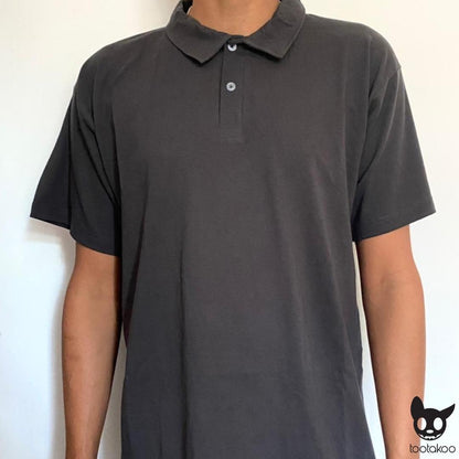 HOOMAN ESSENTIALS (HE) COTTON POLO SHIRT ANTHRACITE GREY