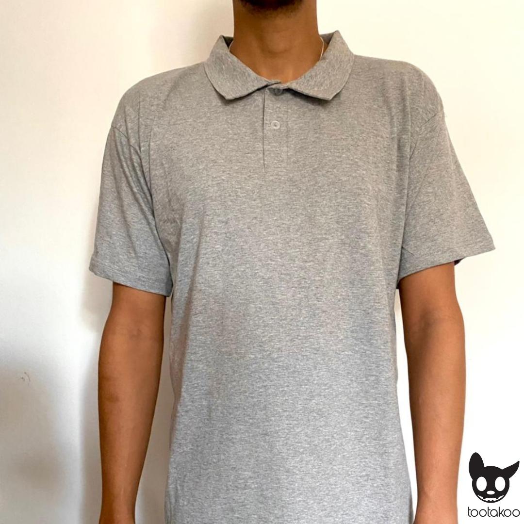 HOOMAN ESSENTIALS (HE) COTTON POLO SHIRT GREY MELANGE