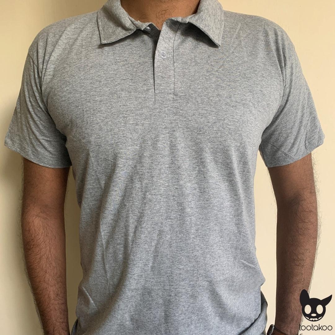 HOOMAN ESSENTIALS (HE) COTTON POLO SHIRT GREY MELANGE