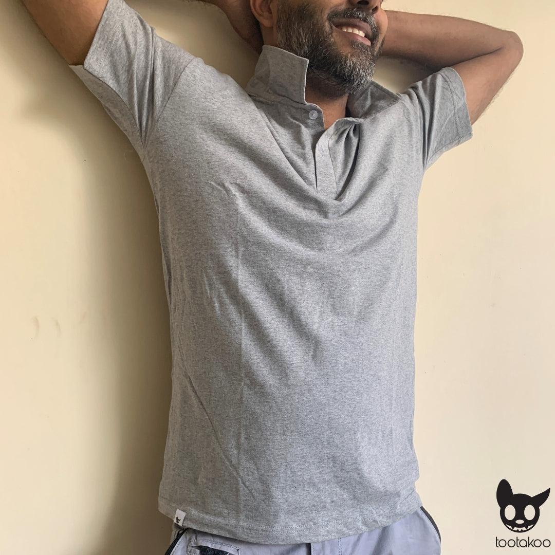 HOOMAN ESSENTIALS (HE) COTTON POLO SHIRT GREY MELANGE