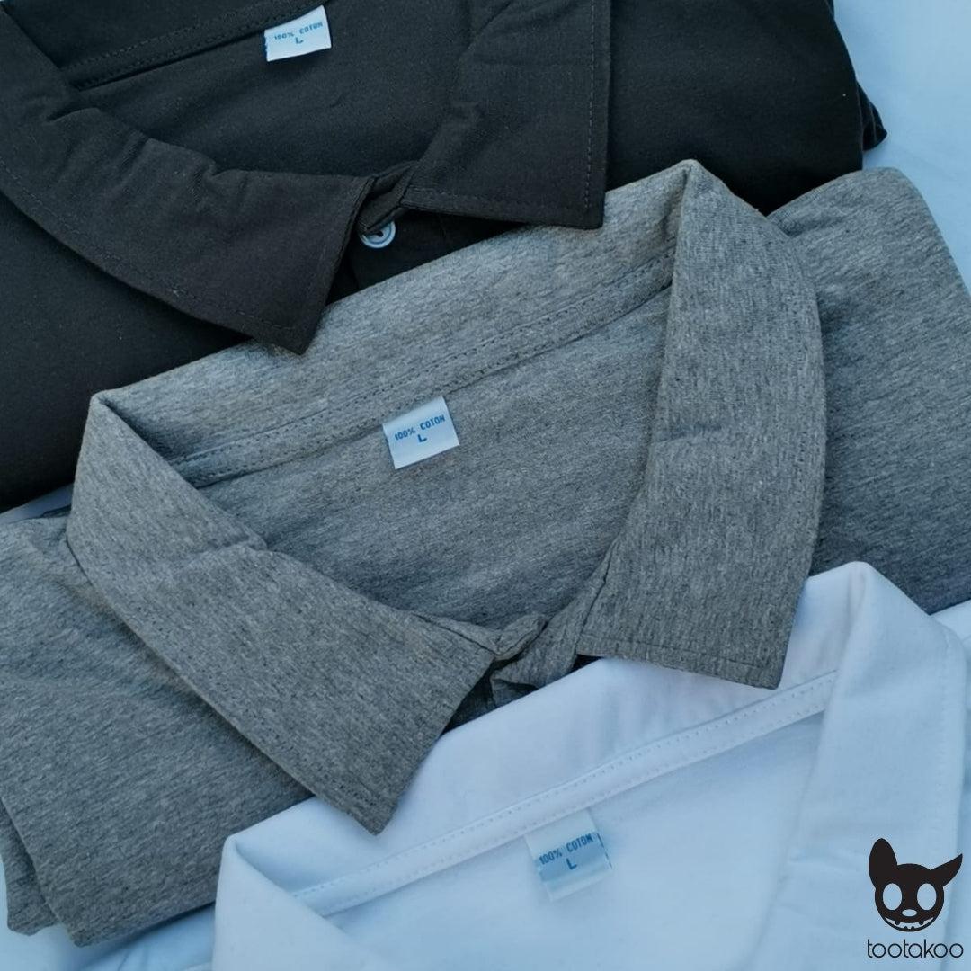 HOOMAN ESSENTIALS (HE) COTTON POLO SHIRT GREY MELANGE