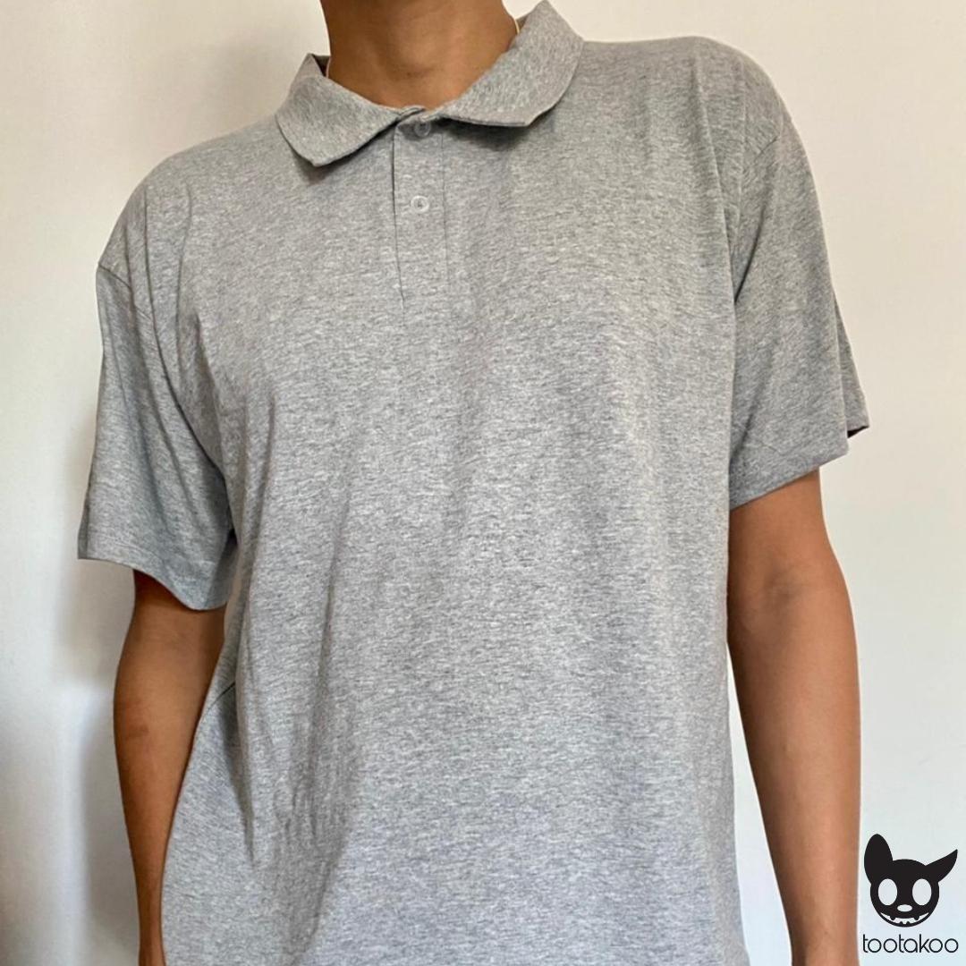 HOOMAN ESSENTIALS (HE) COTTON POLO SHIRT GREY MELANGE