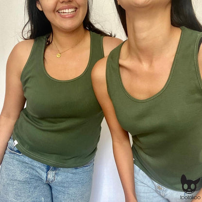 HOOMAN ESSENTIALS (SHE) RIBBED TANK TOP OLIVE