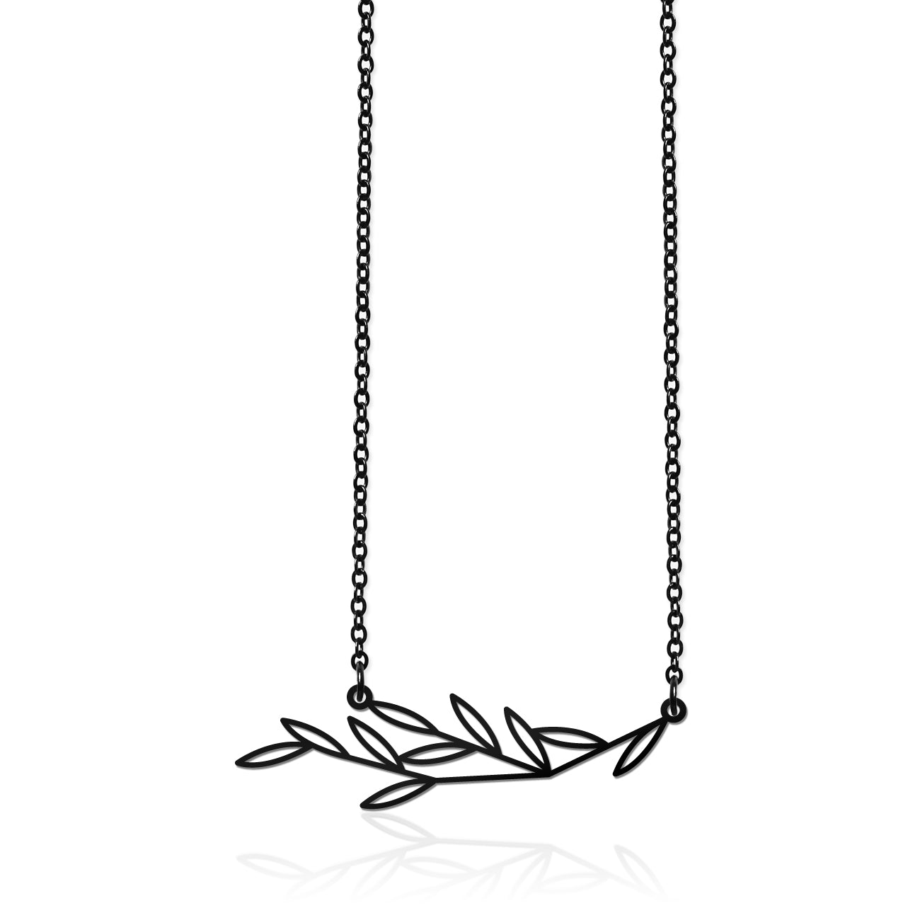 LEAFY PENDANT SMALL BLACK WITH CHAIN