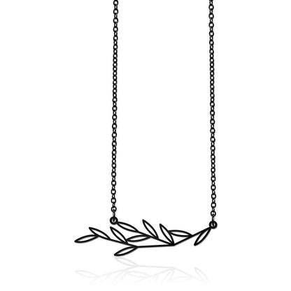 LEAFY PENDANT SMALL BLACK WITH CHAIN